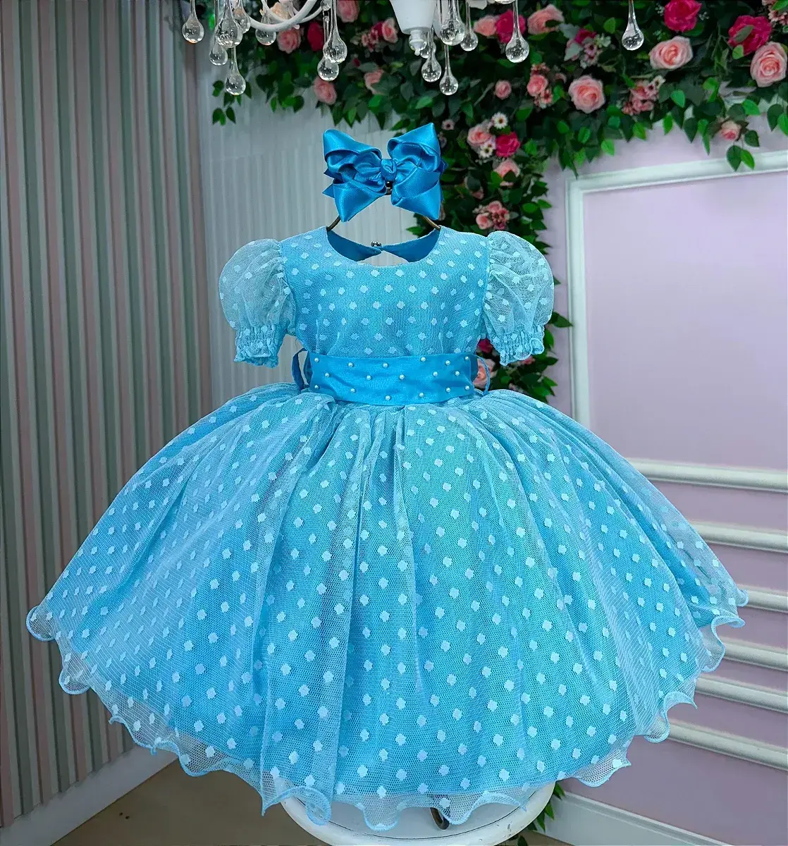 Vestido azul tiffany bolinhas, foto 6