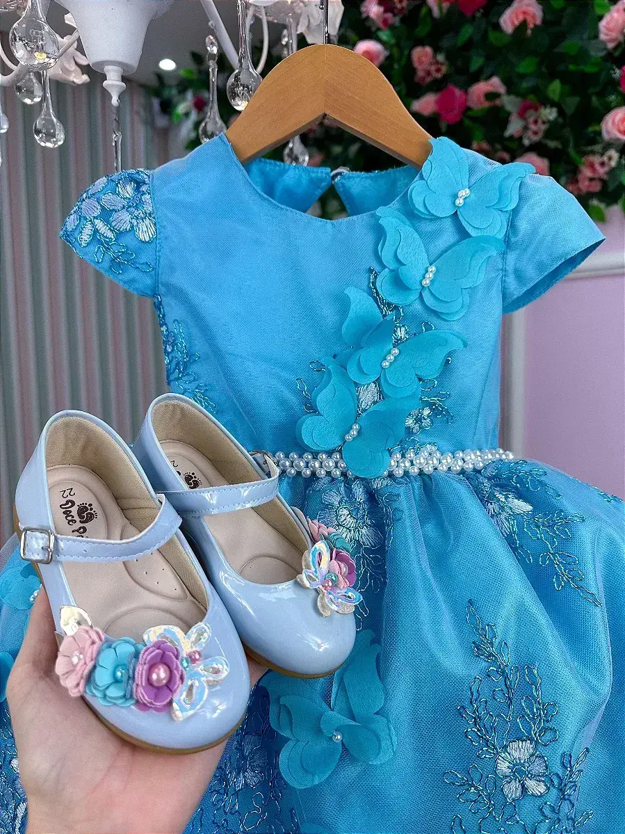 Vestido jardim encantado festa azul tiffany, foto 5