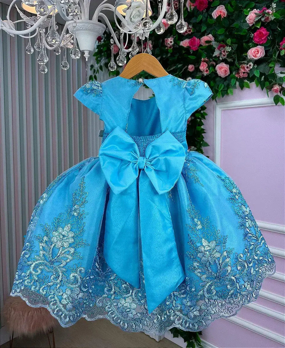 Vestido jardim encantado festa azul tiffany, foto 6