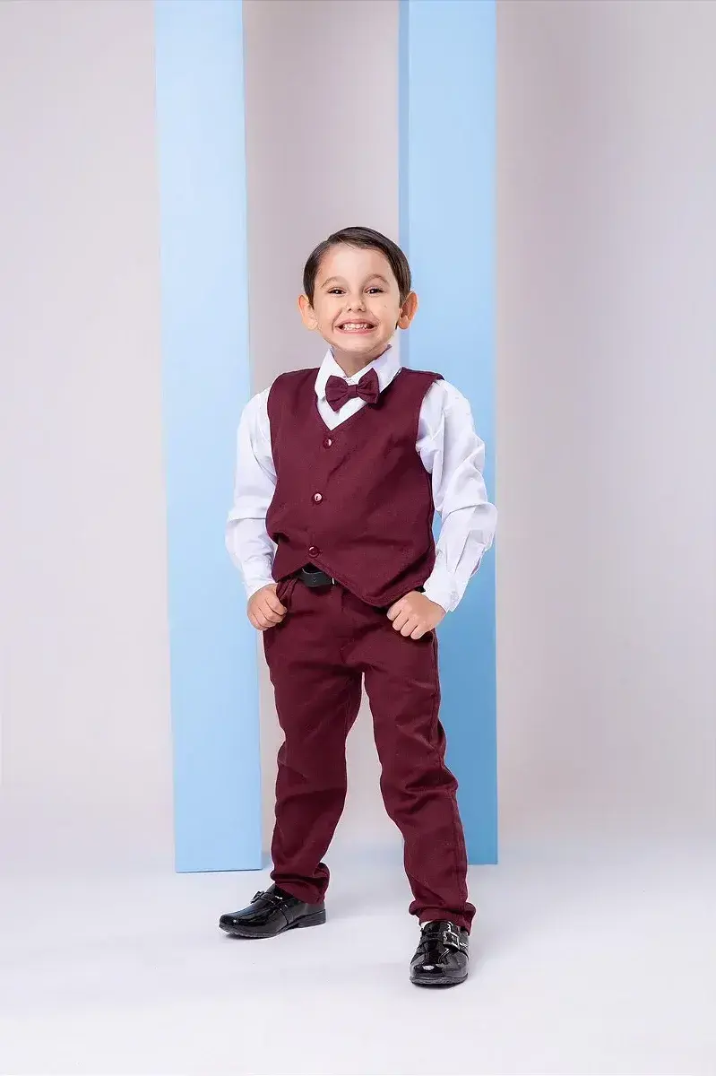 Conjunto social leonardo colete marsala