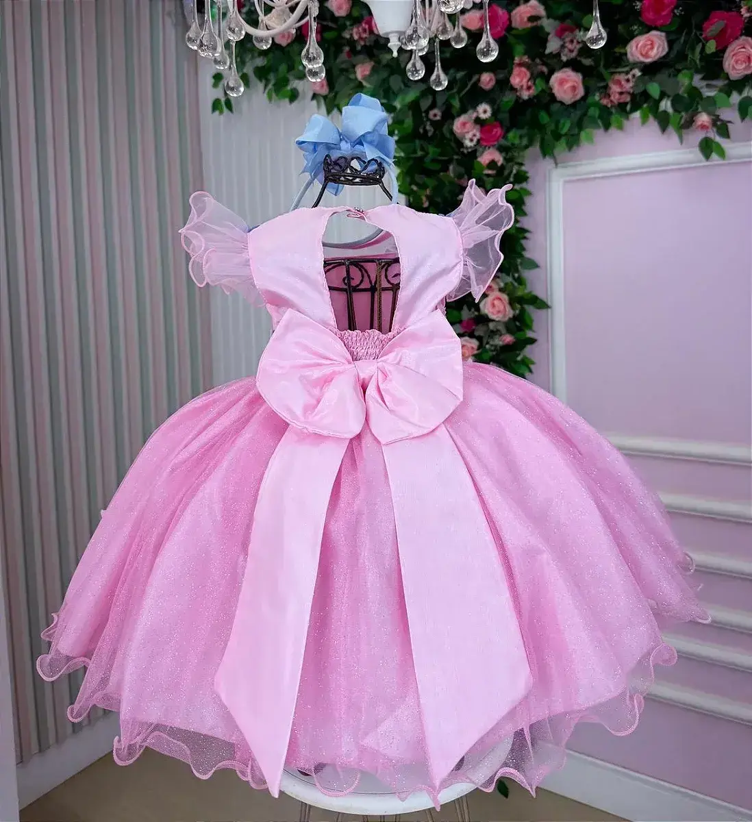 Vestido jardim encantado rosa borboletas azul, foto 6