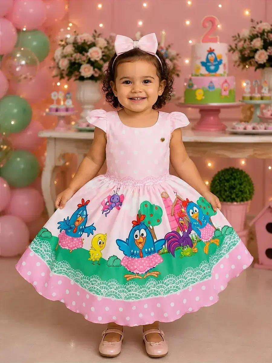 Vestido festa galinha pintadinha