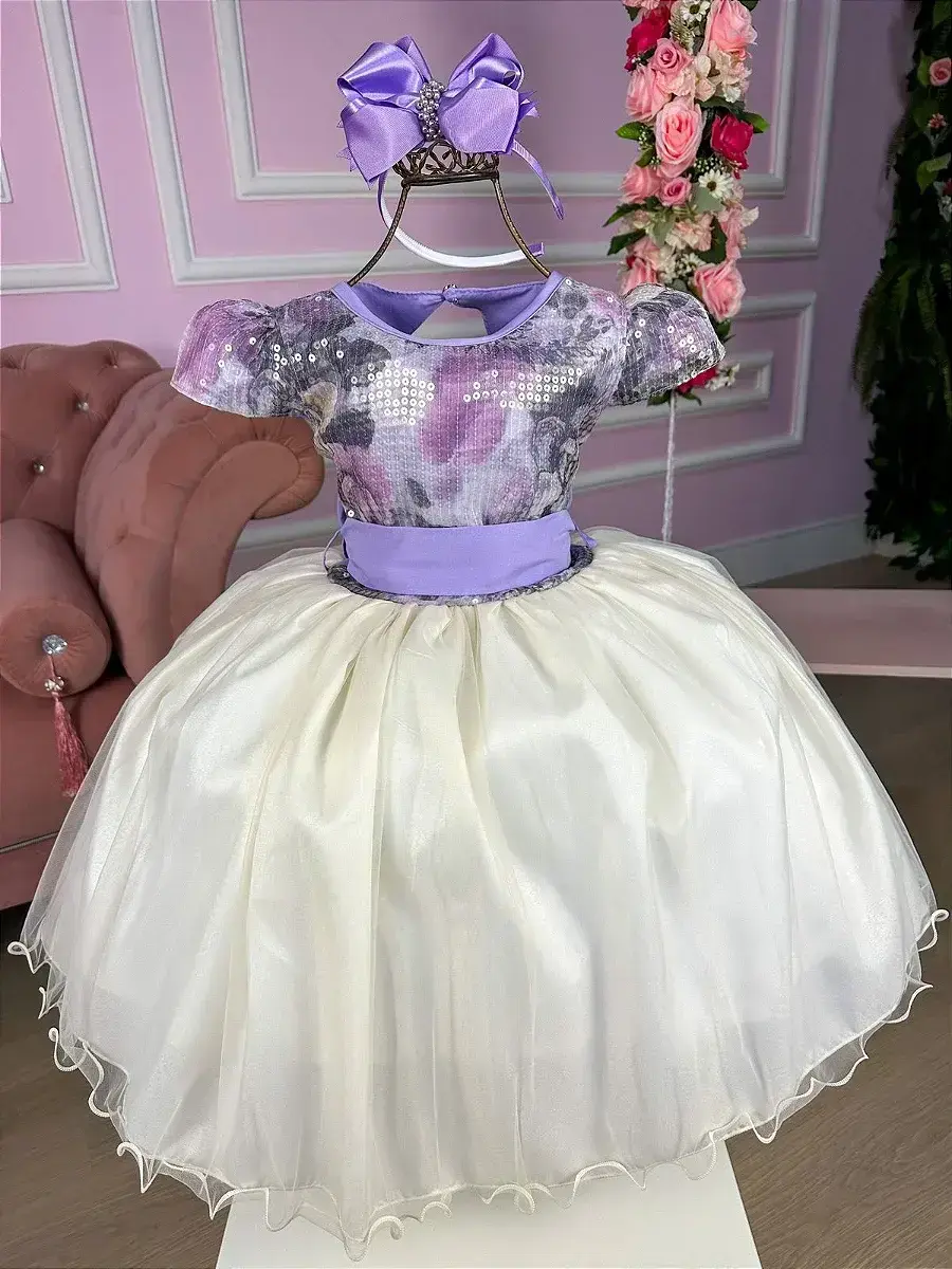 Vestido saia off peito florido lilas, foto 2