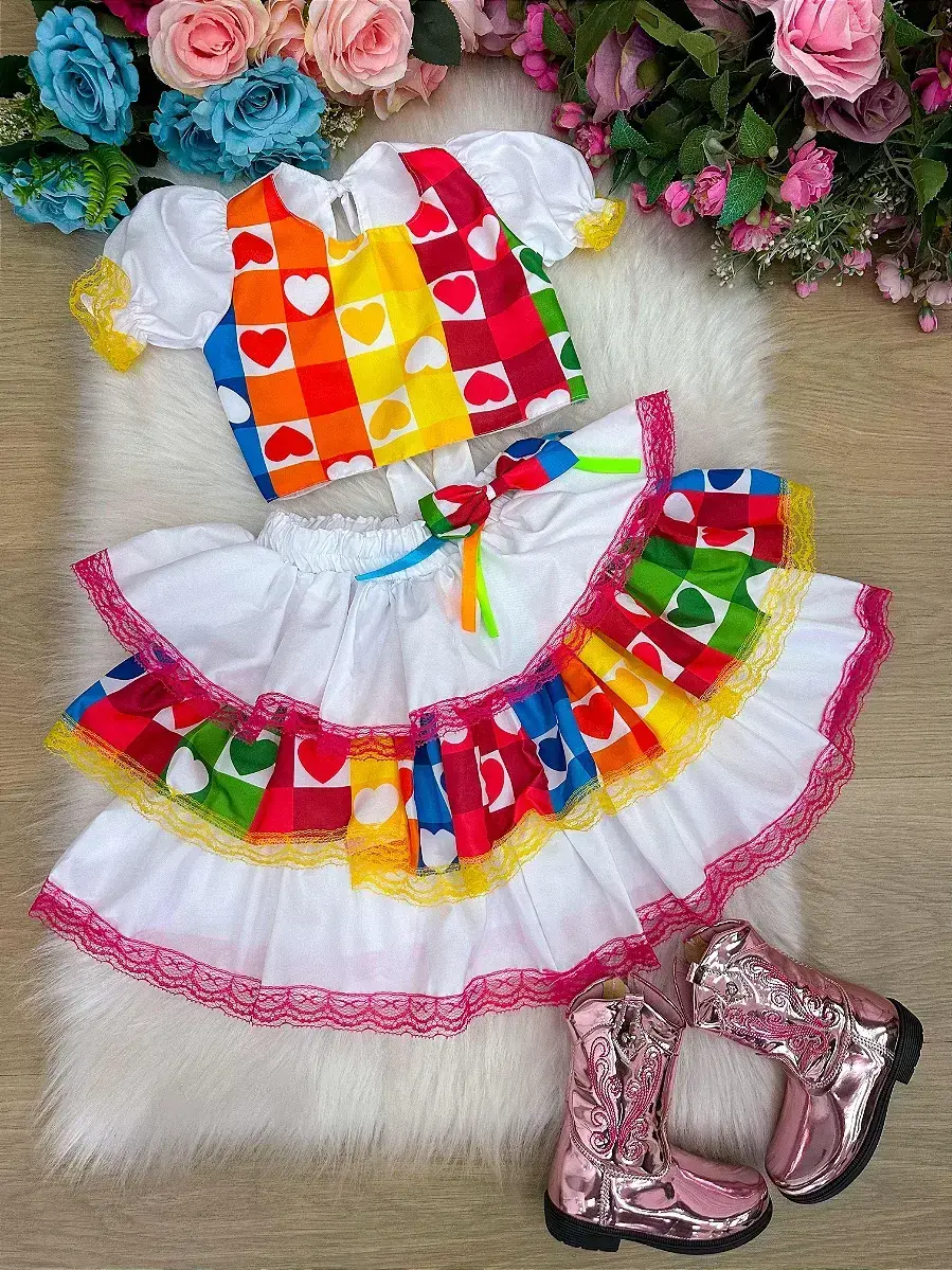 Conjunto junino festa noiva noivinha branco, foto 2