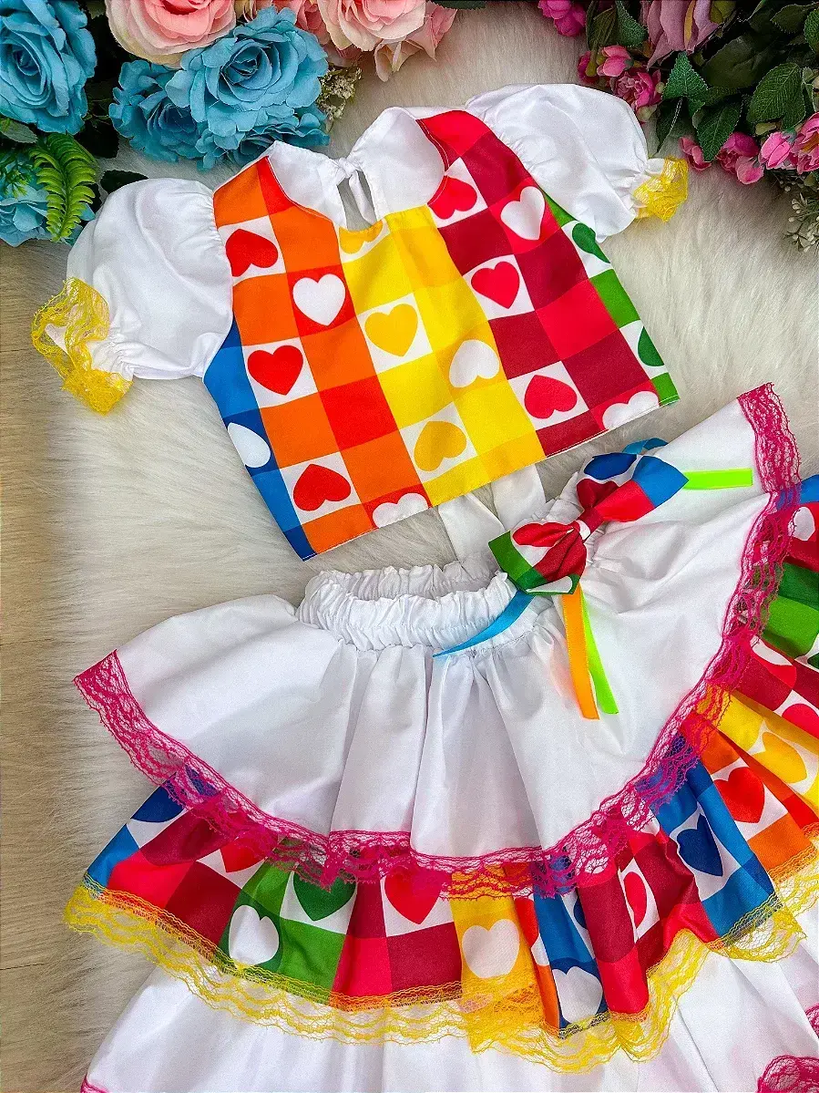 Conjunto junino festa noiva noivinha branco, foto 4