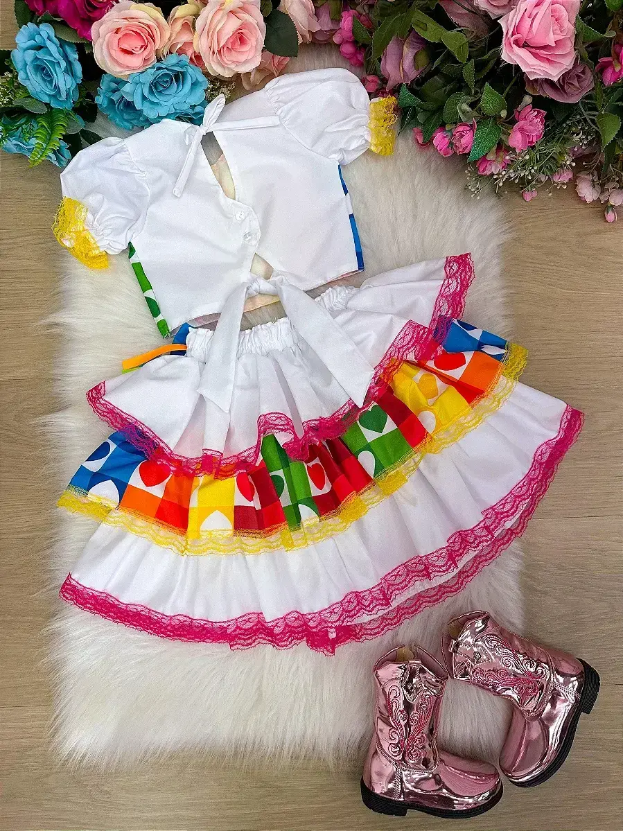 Conjunto junino festa noiva noivinha branco, foto 5