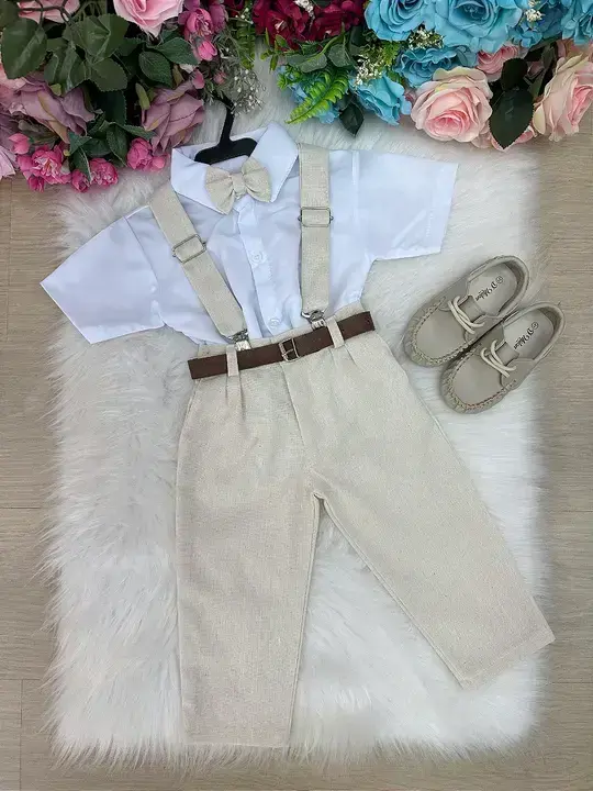 Conjunto suspensorio luiz linho bege