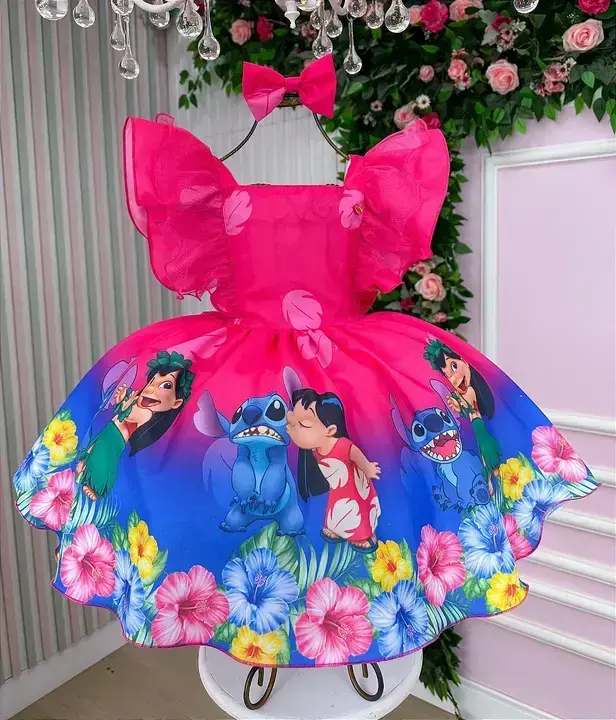 Vestido festa Lilo Stitch pink