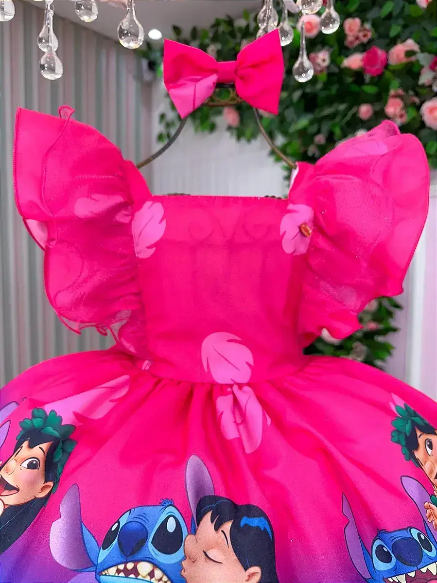 Vestido festa Lilo Stitch pink, foto 2