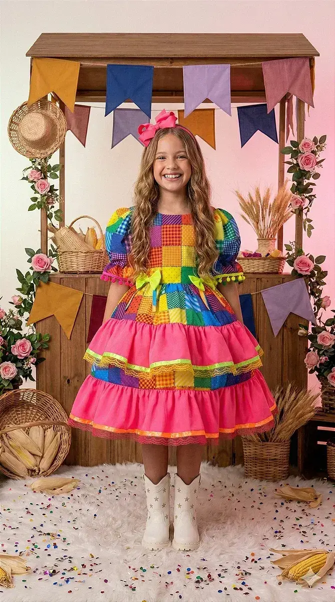 Vestido junino festa rubia