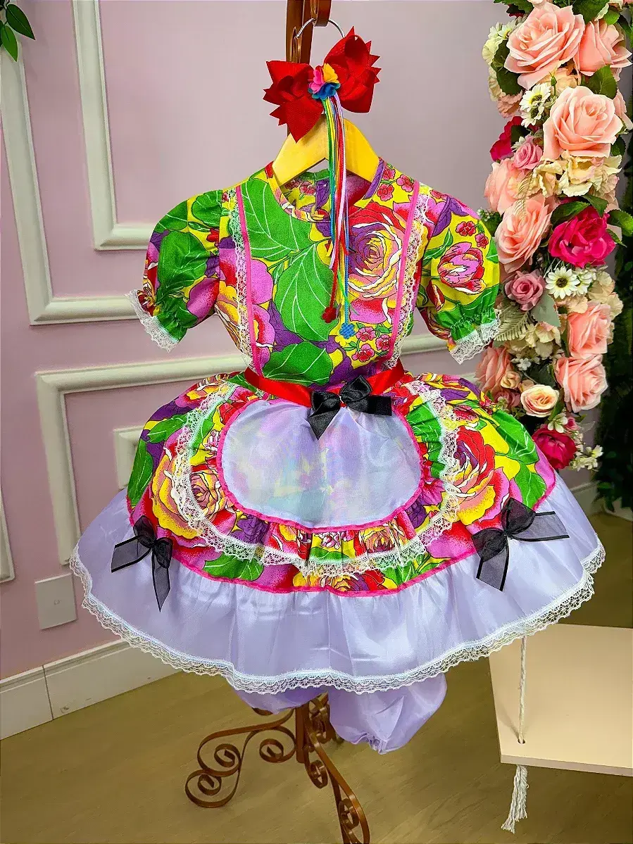 Vestido junino tropical carina