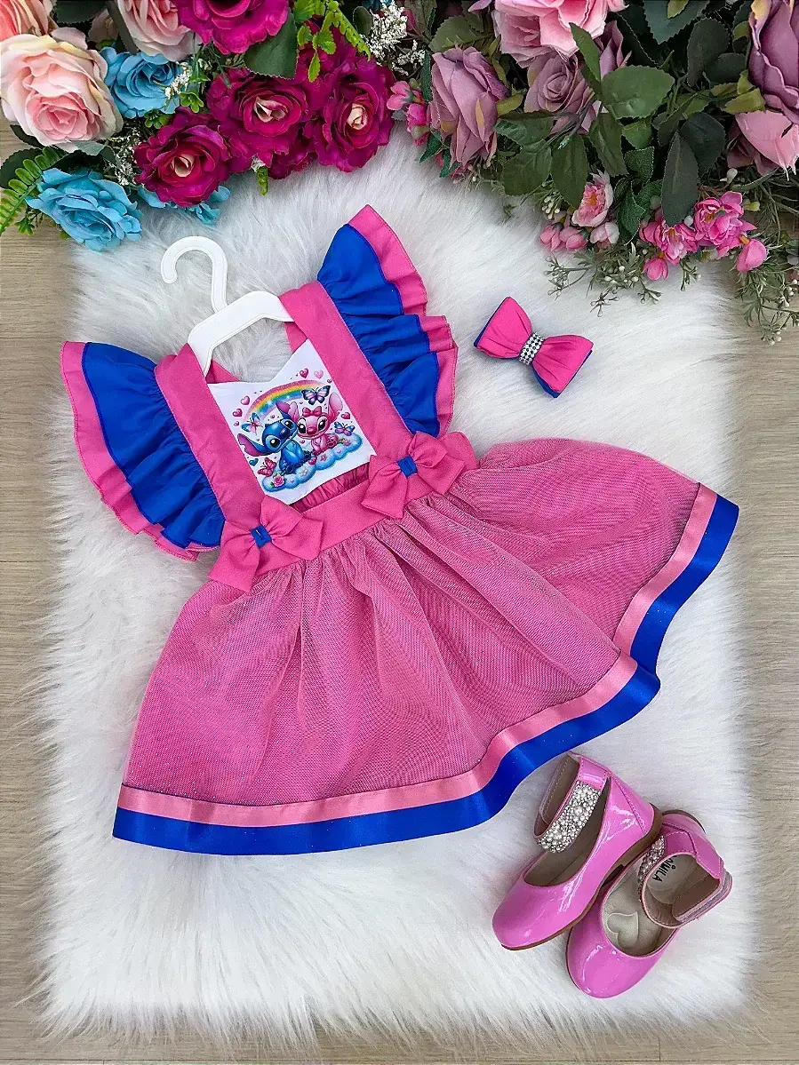 Vestido festa Stitch e angel