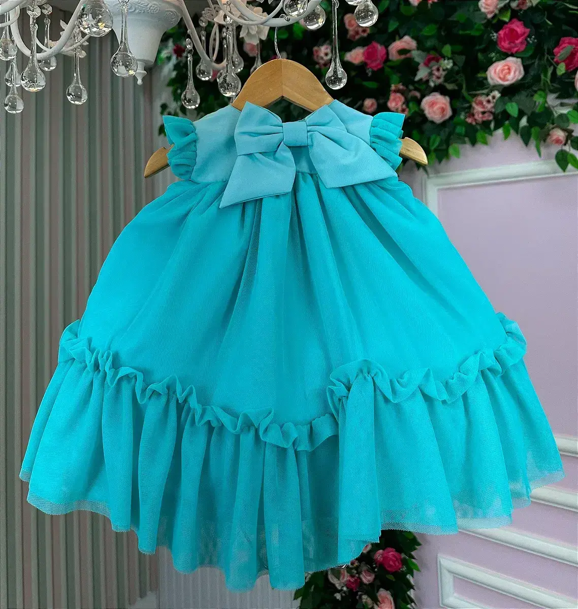 Vestido jardim das borboletas baby liz verde tiffany, foto 5