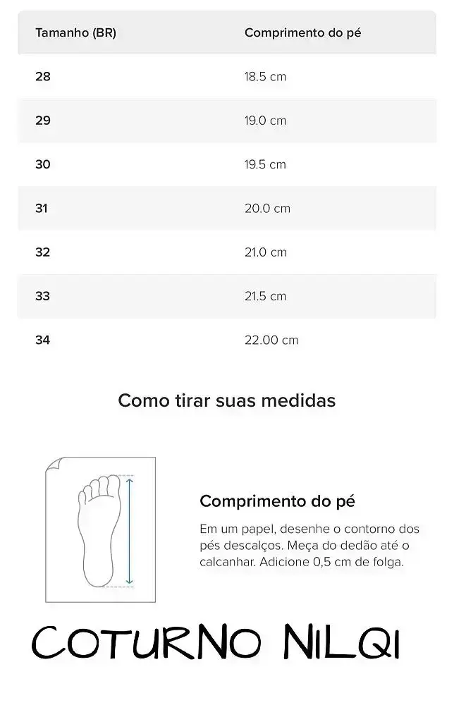 Guia de tamanhos