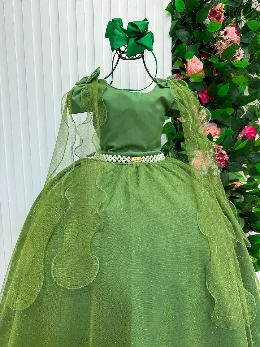 Vestido longo diamante verde militar, foto 7