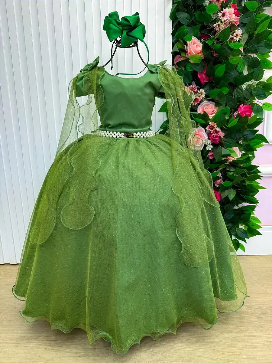 Vestido longo diamante verde militar, foto 3