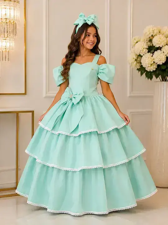 Vestido longo safira verde menta