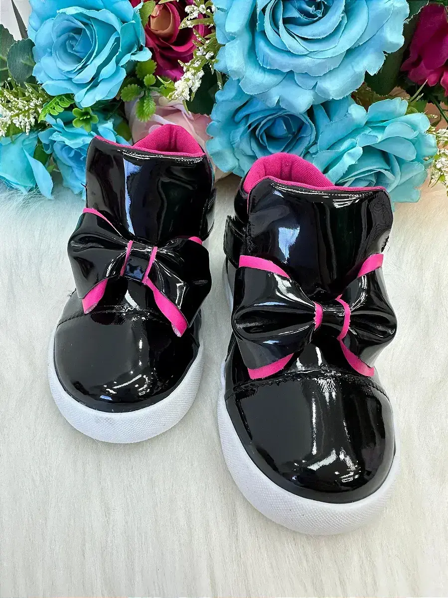 Tênis bota encanto de criança lacinho preto rebeca, foto 2