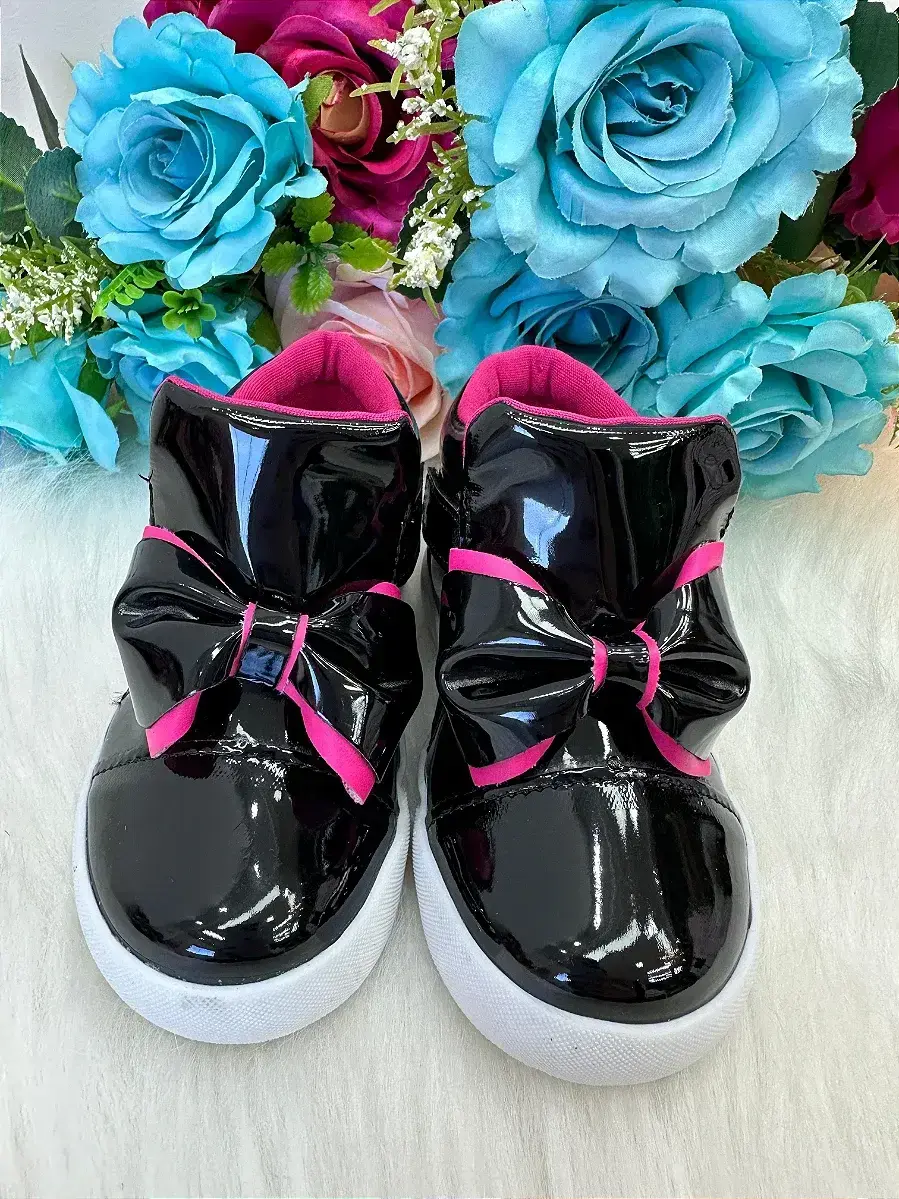Tênis bota encanto de criança lacinho preto rebeca, foto 4