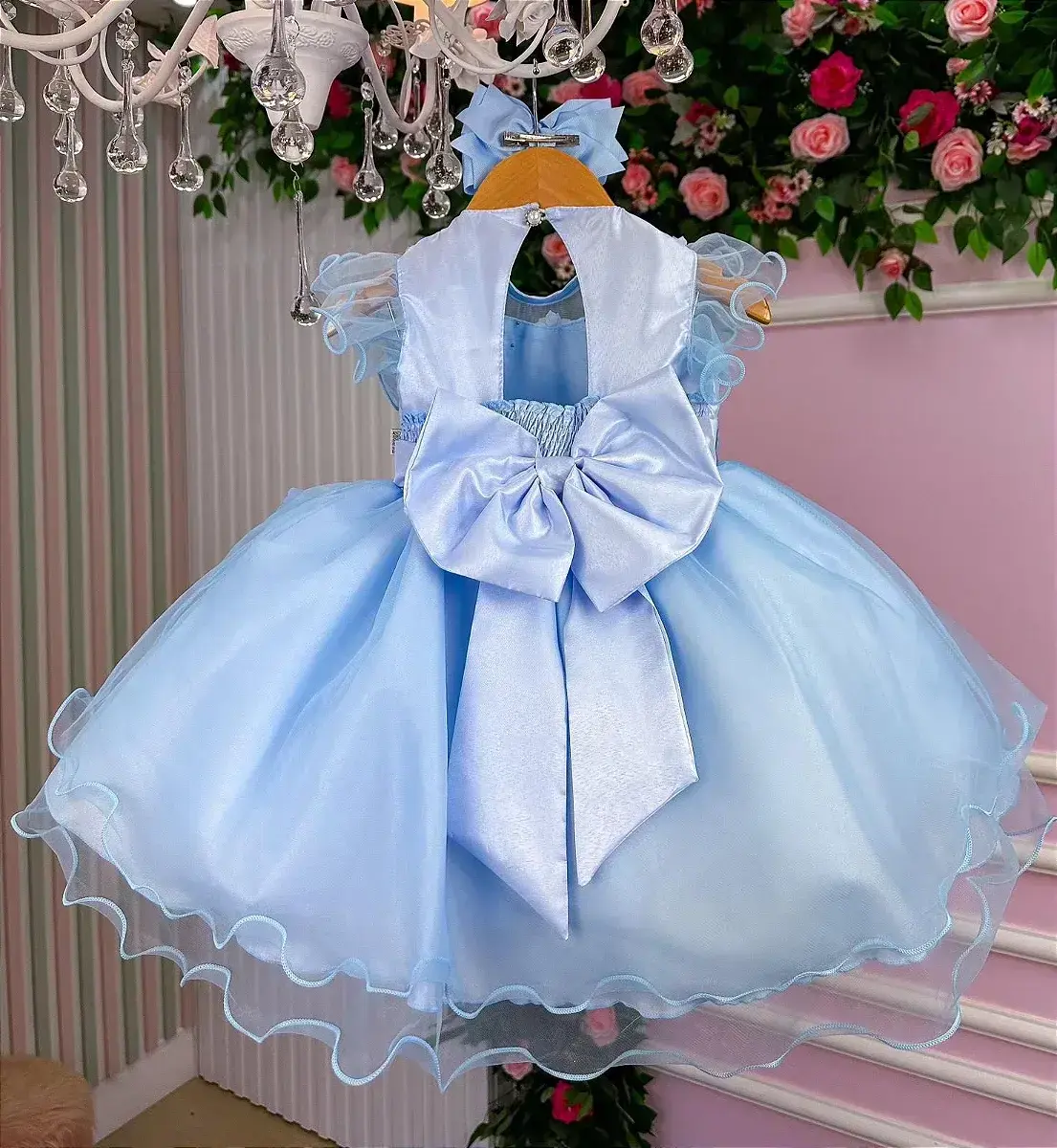 Vestido azul jardim encantado laço, foto 4