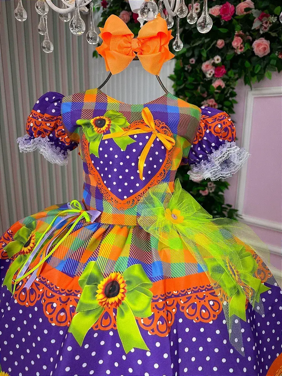 Vestido junino festa arraia do coração roxo, foto 4