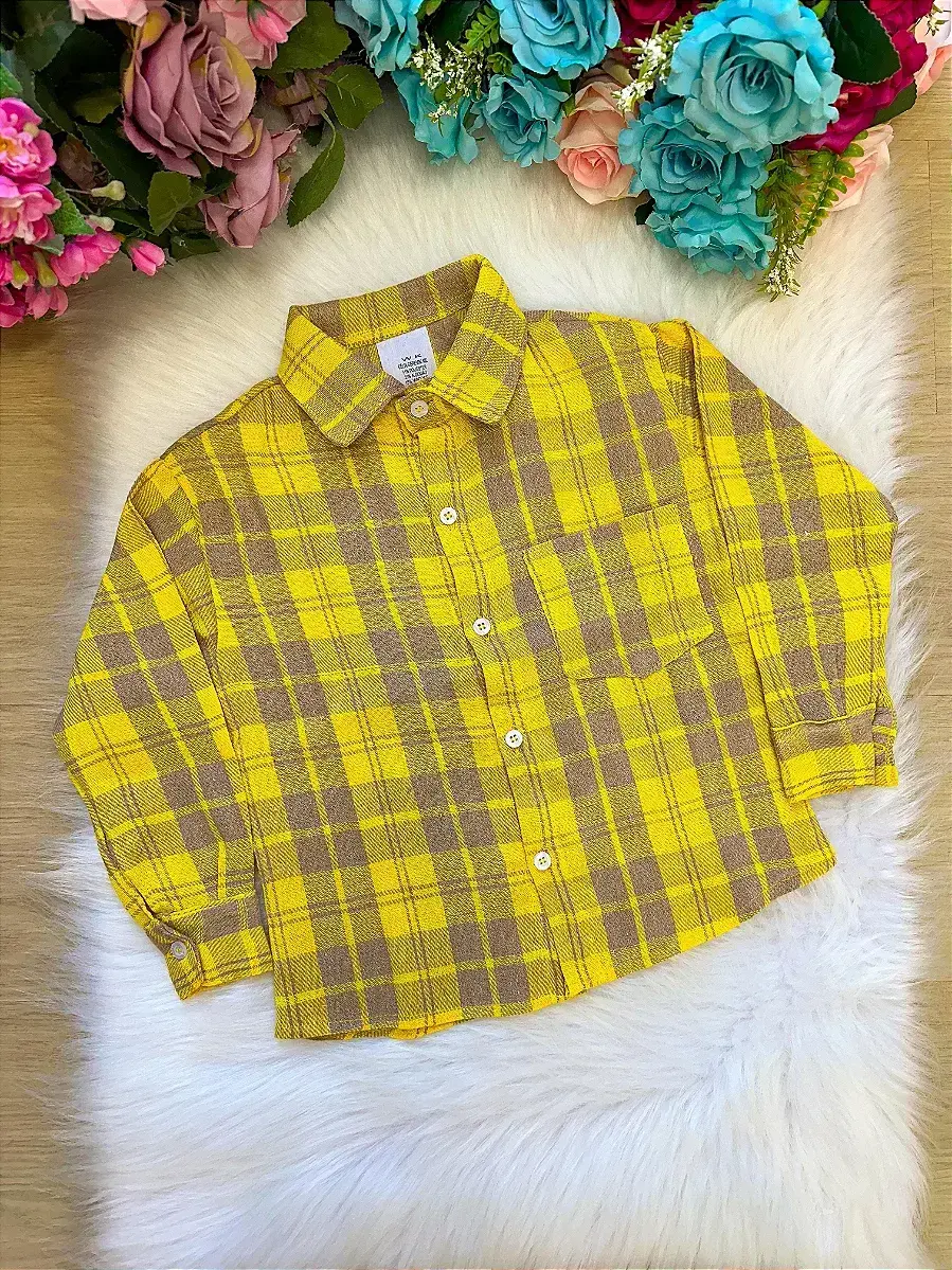 Camisa xadrez amarelo flanela flanelada junina, foto 2