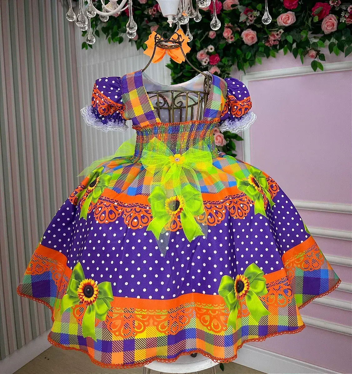 Vestido junino festa arraia do coração roxo, foto 6