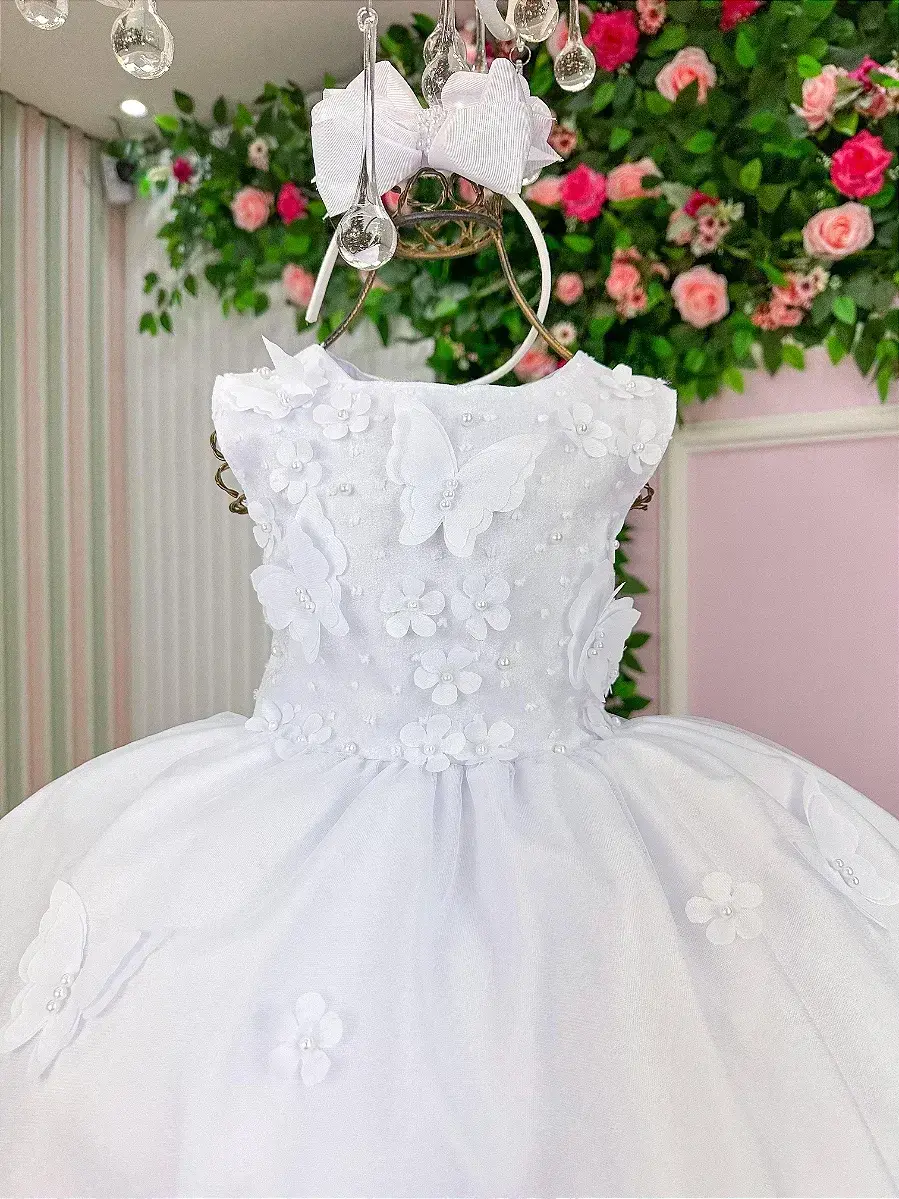 Vestido jardim das borboletas branco viviane, foto 6