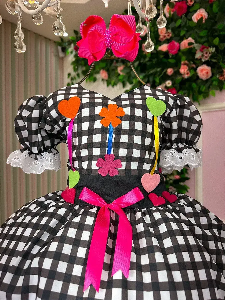 Vestido junino festa arraia do amor preto, foto 5