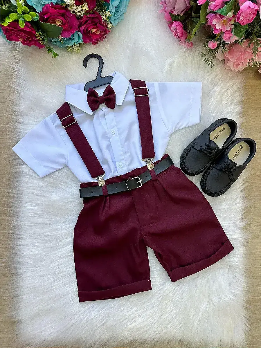 Conjunto social shorts ravi marsala