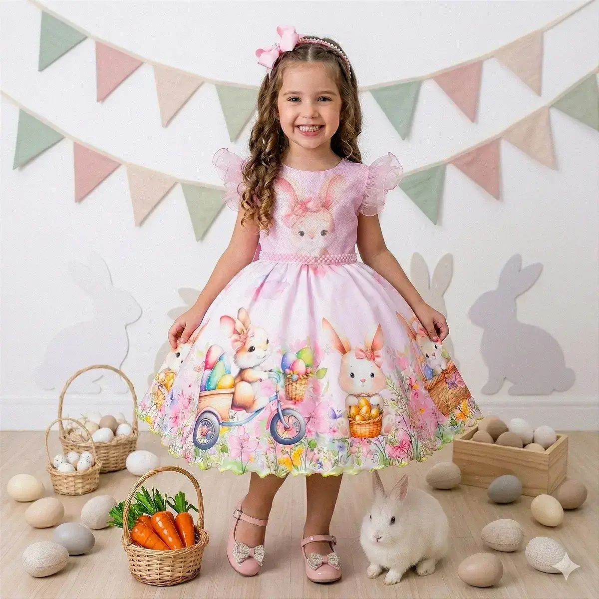 Vestido coelhinho rosa
