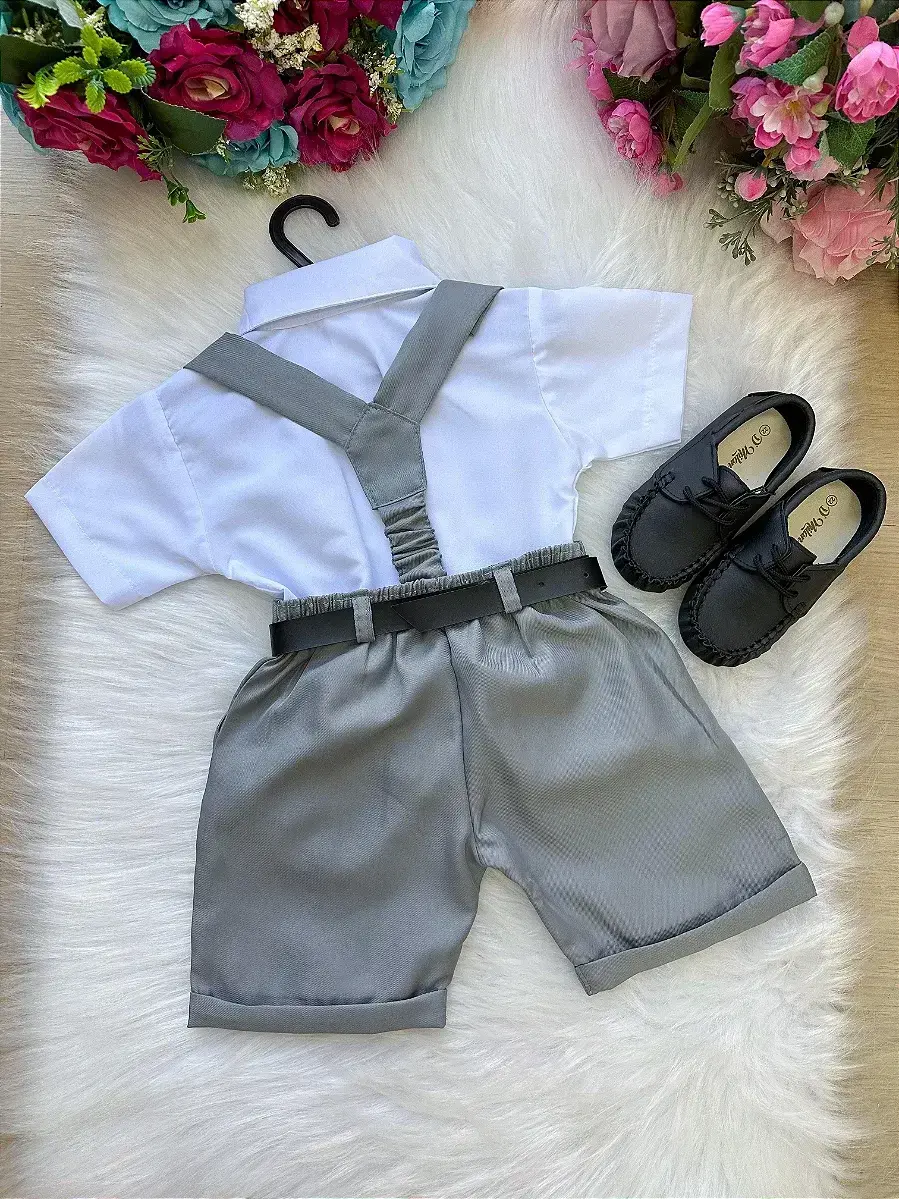 Conjunto social shorts ravi cinza, foto 6