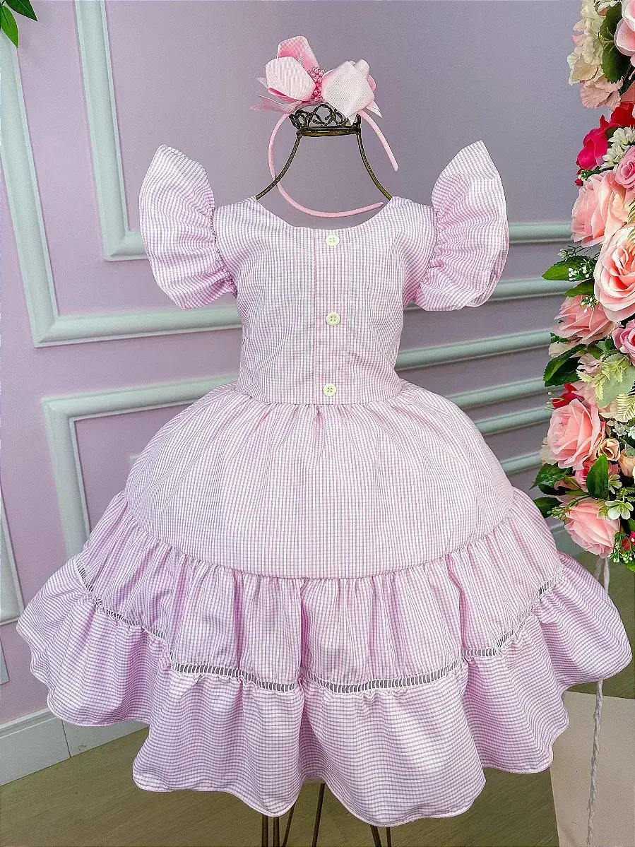 Vestido junino modinha rosa