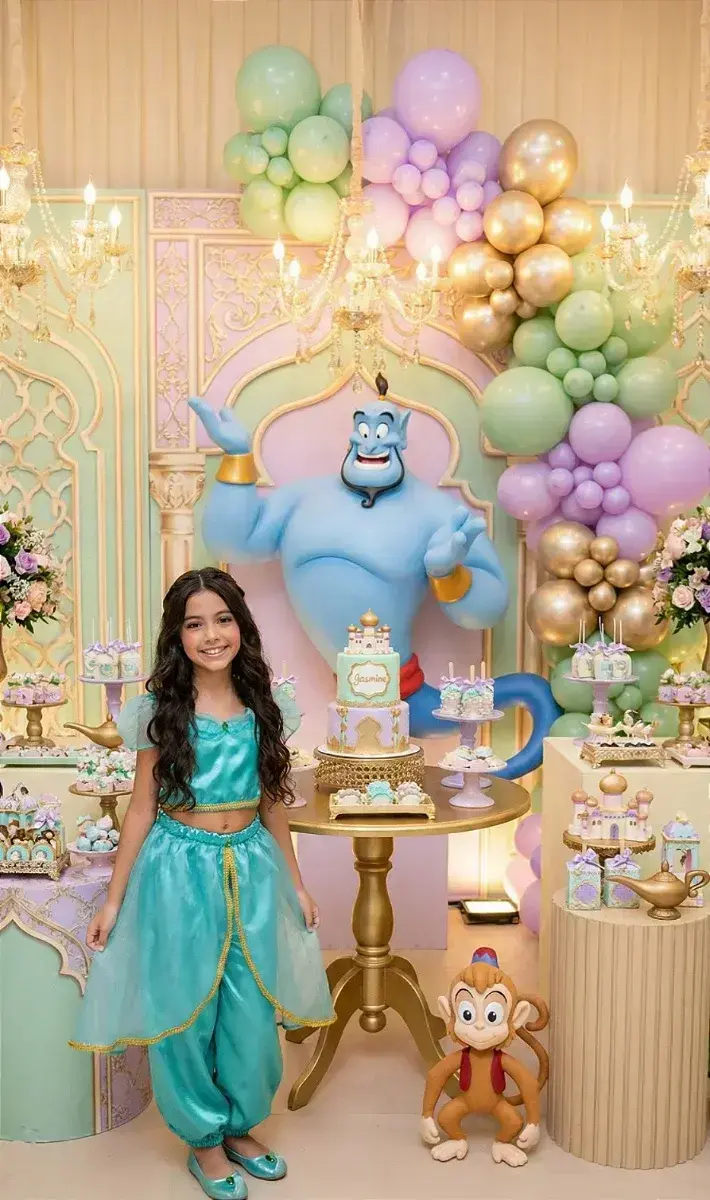 Fantasia princesa jasmine verde tiffany