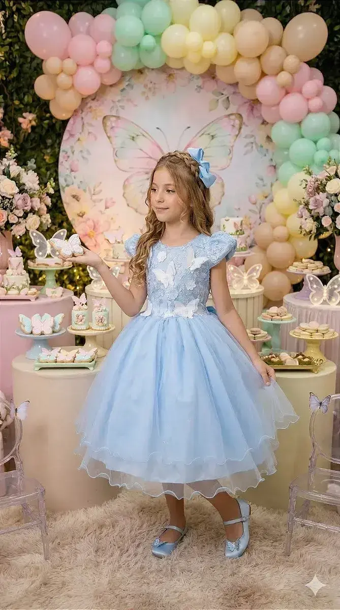 Vestido jardim encantado mel azul, foto 3