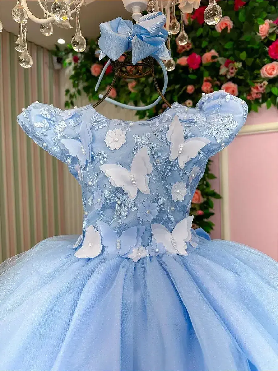 Vestido jardim encantado mel azul, foto 5