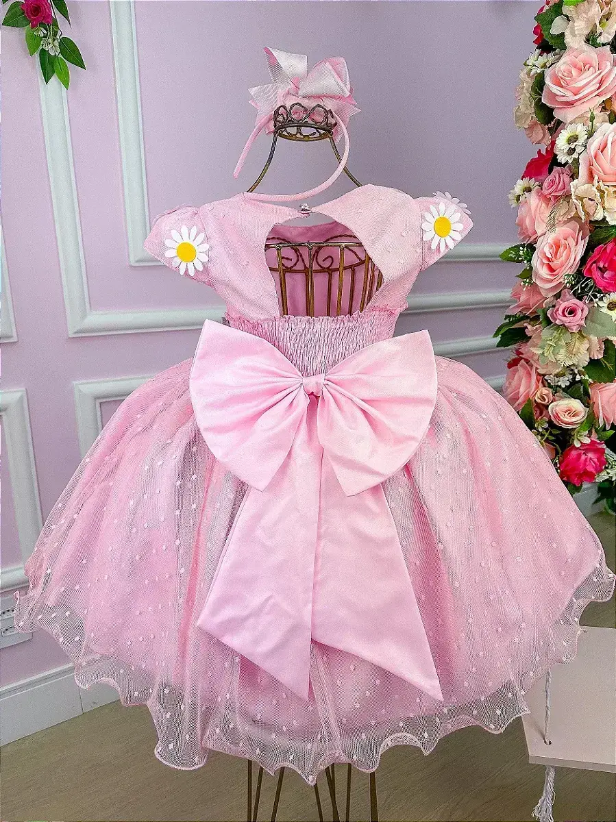 Vestido jardim encantado margaridas rosa, foto 6