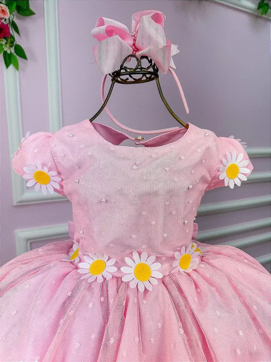 Vestido jardim encantado margaridas rosa, foto 4