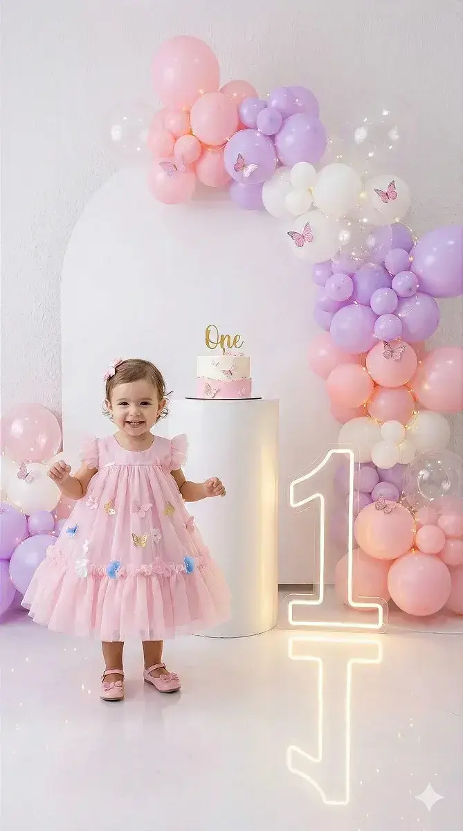 Vestido jardim das borboletas baby liz rosa