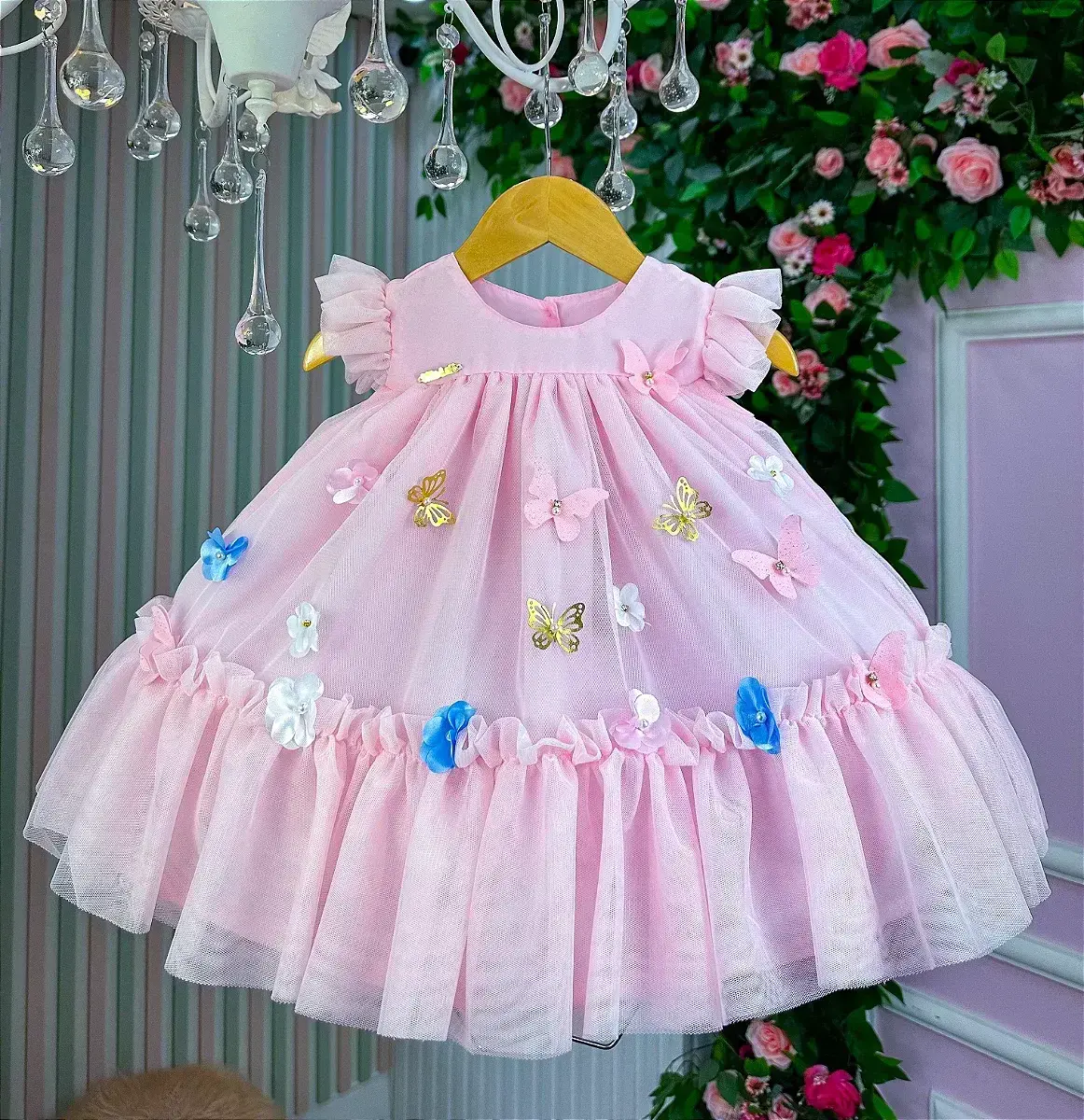 Vestido jardim das borboletas baby liz rosa, foto 3