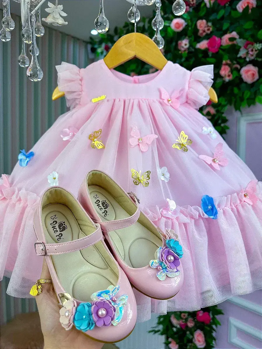 Vestido jardim das borboletas baby liz rosa, foto 4