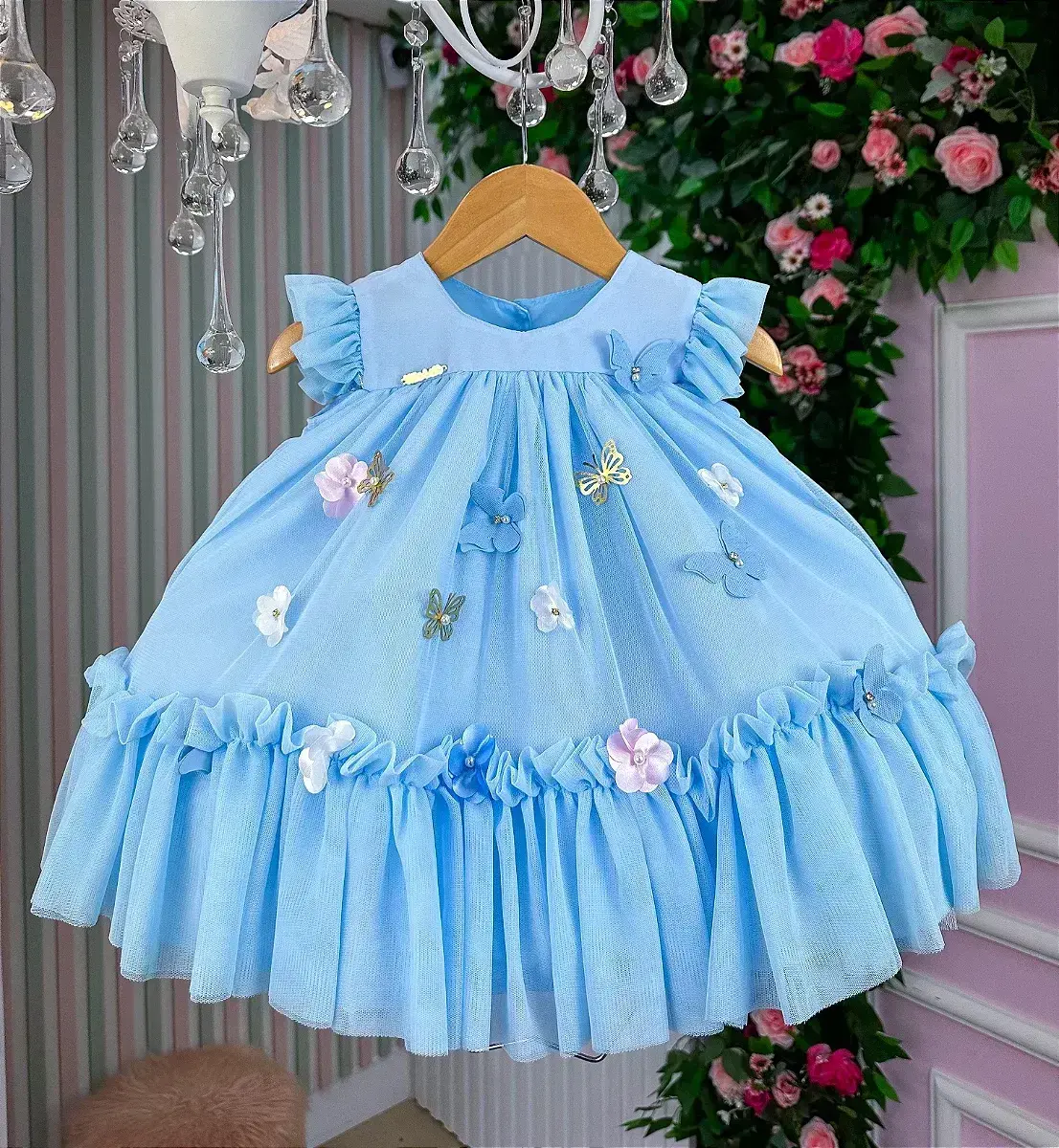 Vestido jardim das borboletas baby liz azul, foto 4