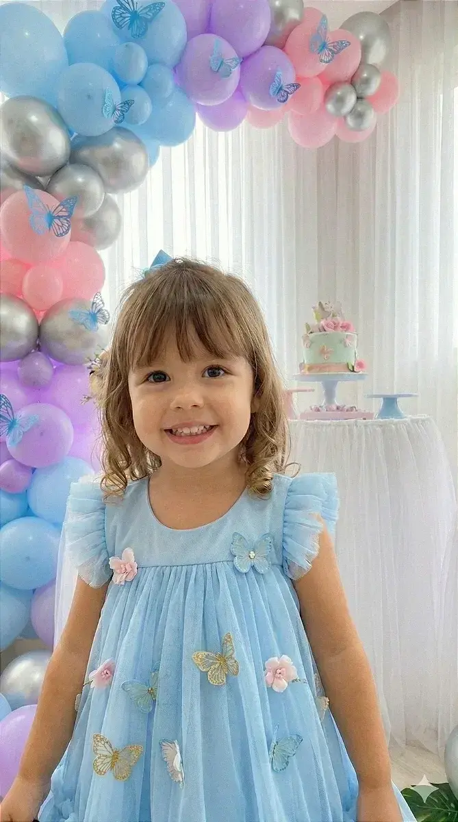 Vestido jardim das borboletas baby liz azul, foto 3