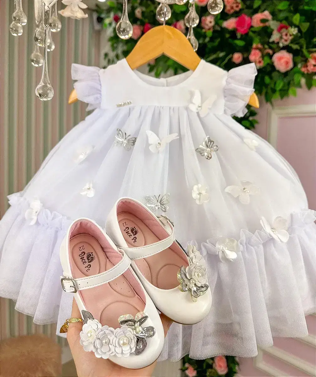 Vestido jardim das borboletas baby liz branco, foto 5