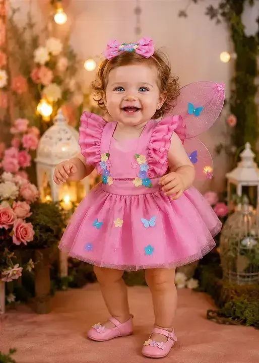 Vestido jardim encantado rosa