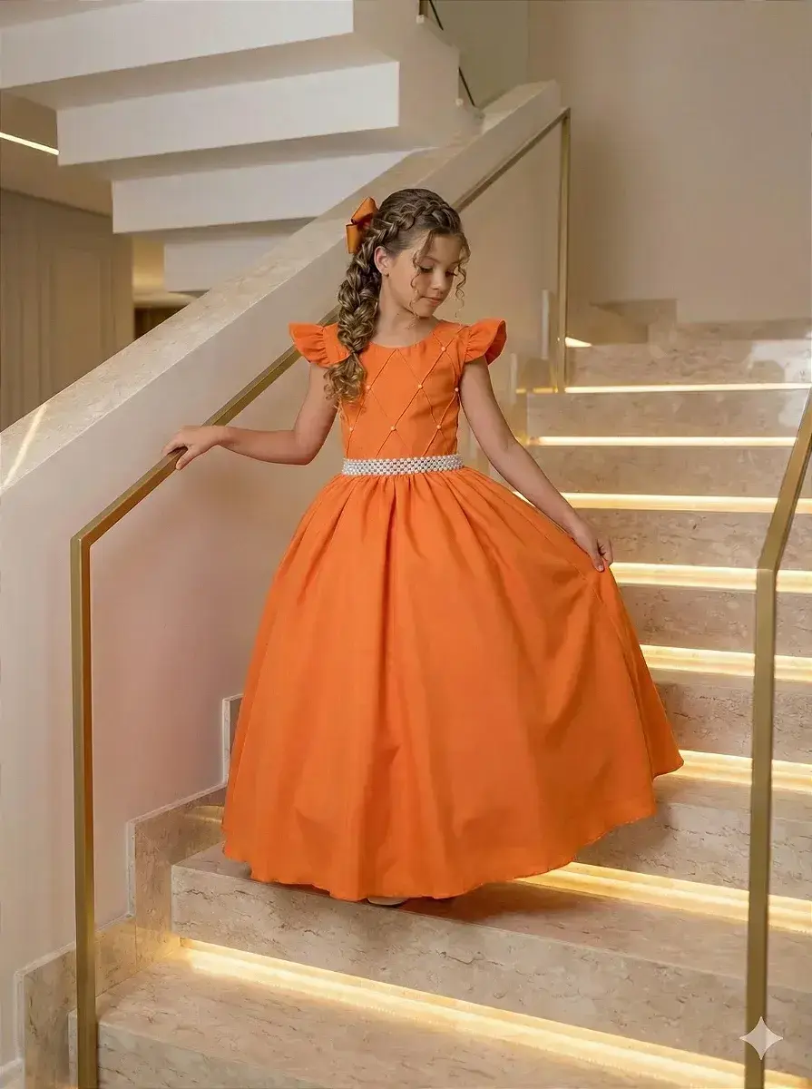 Vestido ariane longo terracota