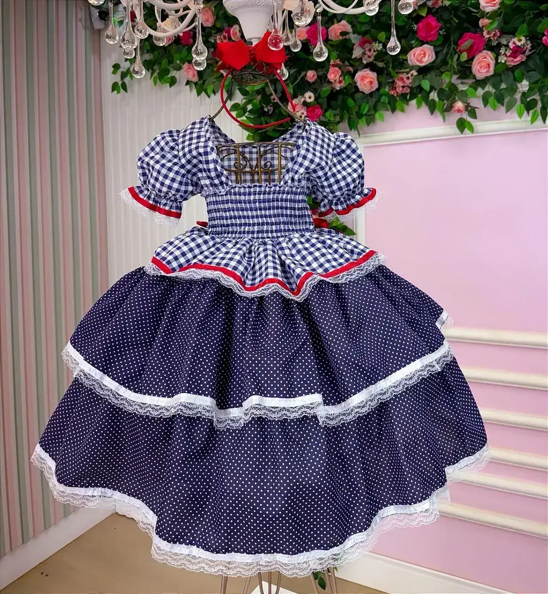 Vestido junino festa stefanny azul marinho, foto 6