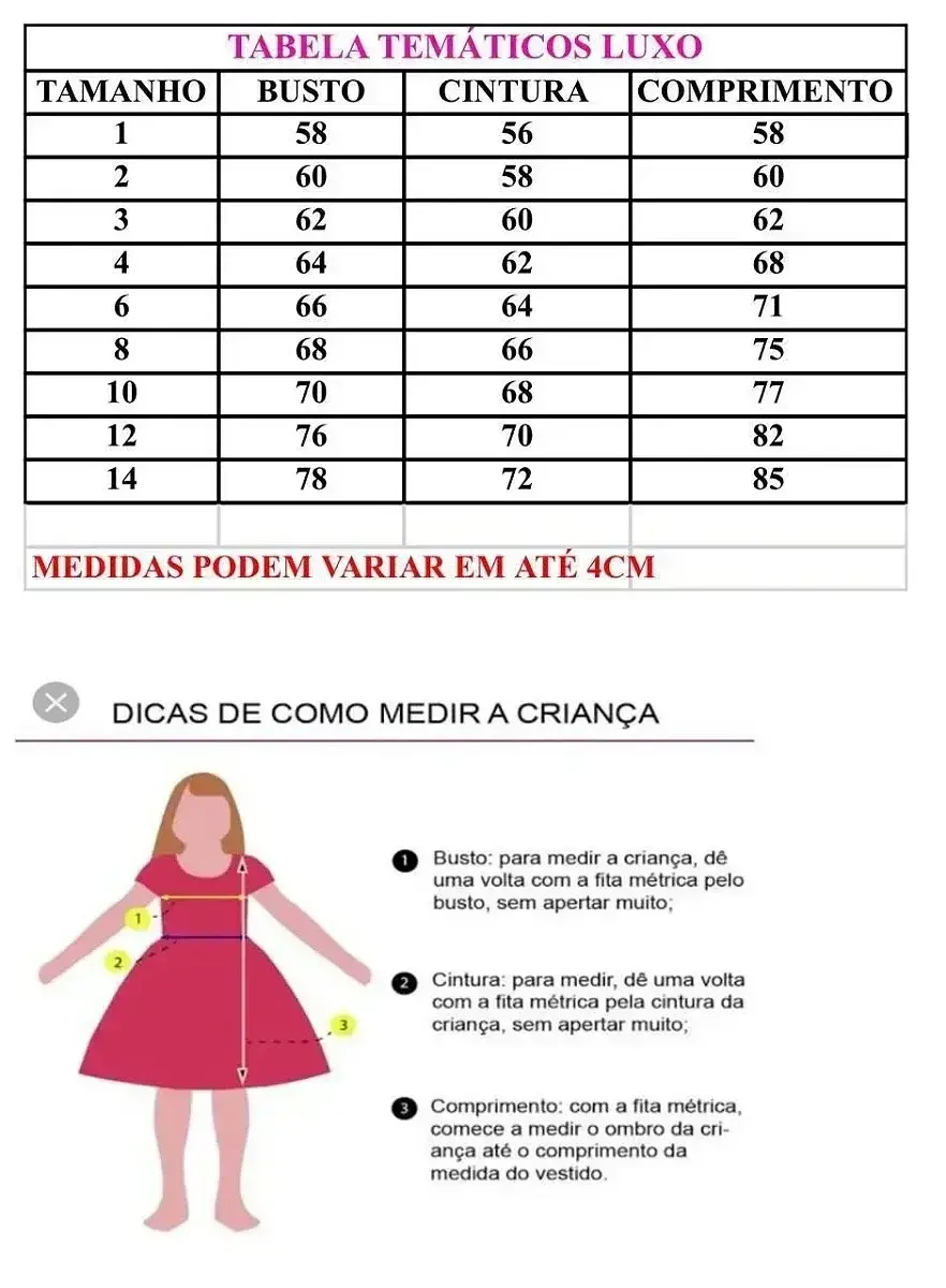 Guia de tamanhos