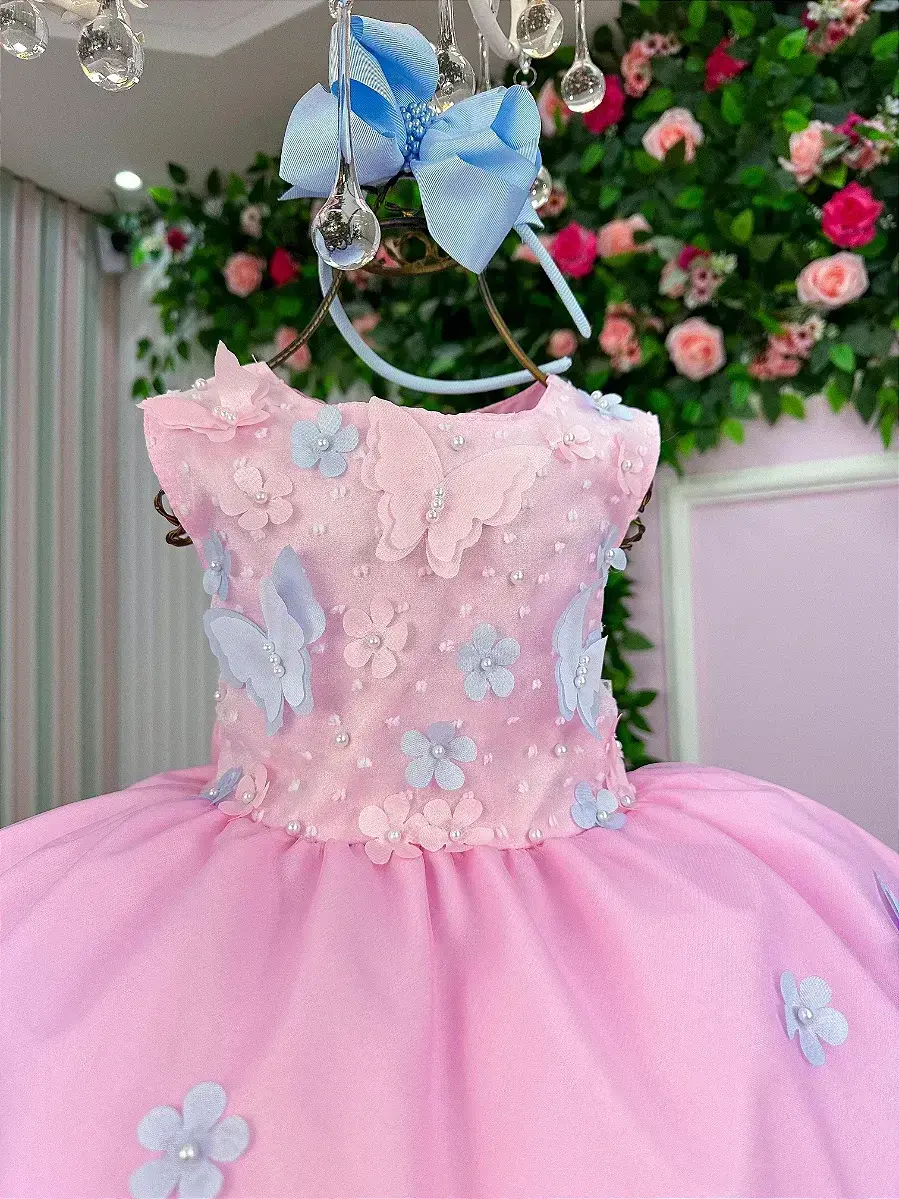 Vestido jardim das borboletas rosa viviane, foto 2