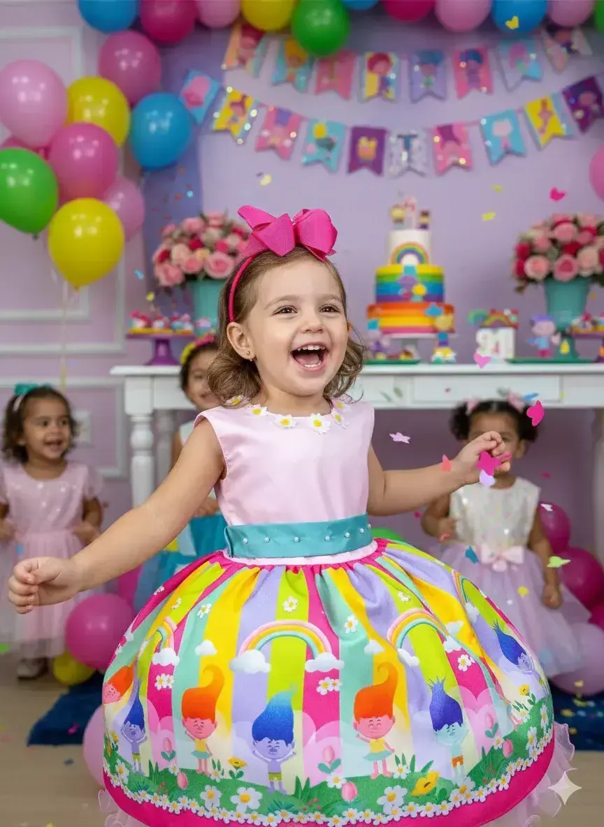 Vestido festa trolls